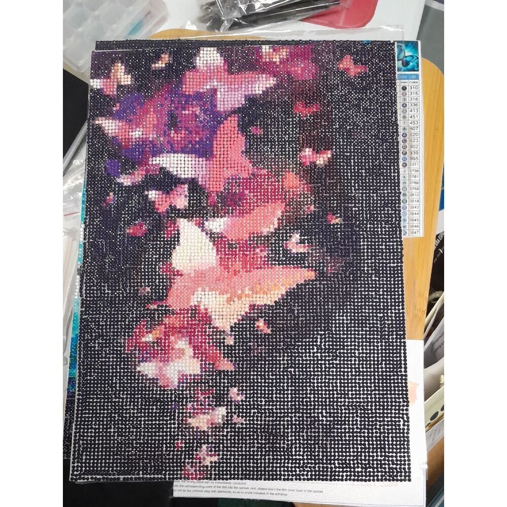 Pink & Purple Butterfly Diamond Art Canvas
